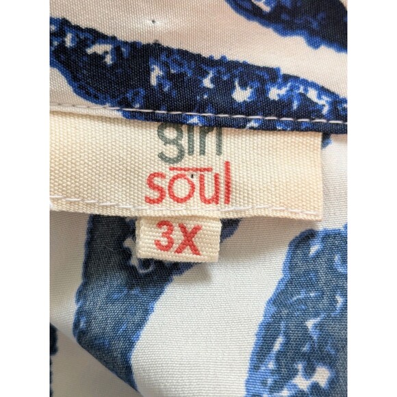 Girl Soul Dress Women's 3X Abstract Blue White Print Western Fit & Flare Midi - Picture 7 of 12